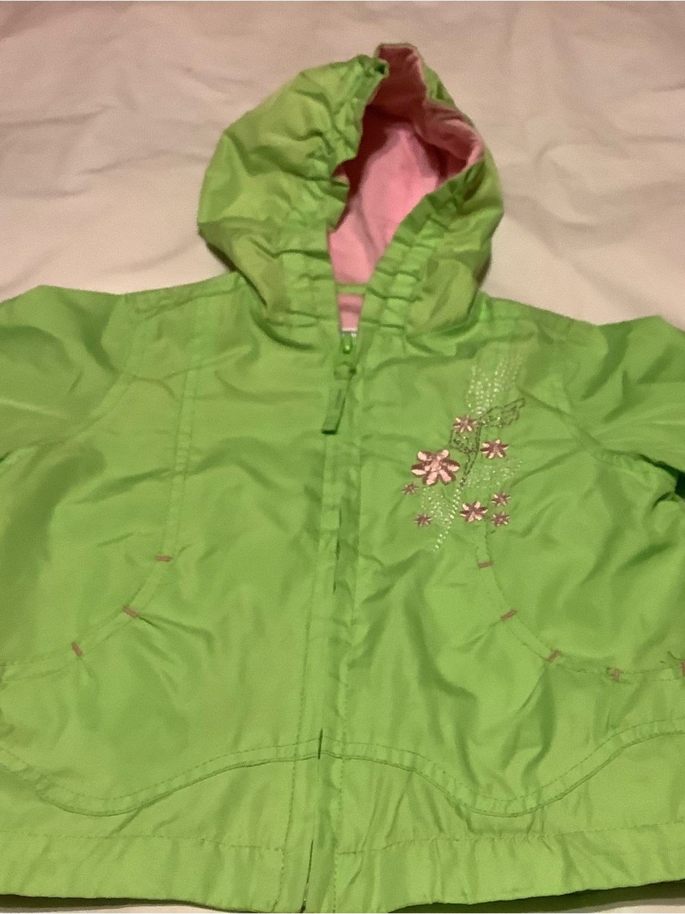 Vintage Izzy kids by S. Rothchild, baby girls green embroidered hooded jacket.